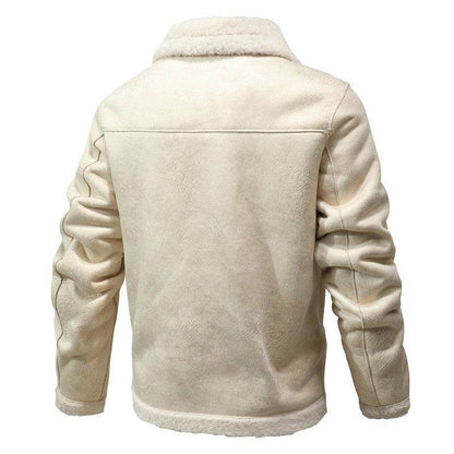 Stylish Solid Color Fur Coat for Men - Casual Slim Fit Winter Jacket - Buy Center