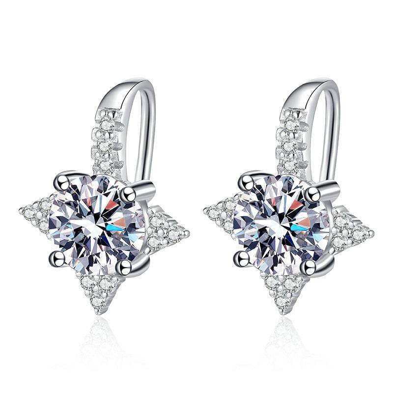 Female Octagonal Star Earrings - 925 Silver Bow Design, Chic Gemstone Options - Buy Center
