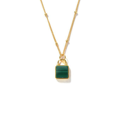 BuyCenter S925 Sterling Silver Malachite Keychain Necklace for Women - Buy Center