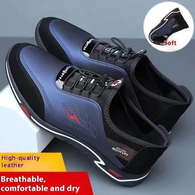 Buy Center Men's Casual Lace-up Leather Work Shoes - Soft Bottom, Flat Heel - Buy Center