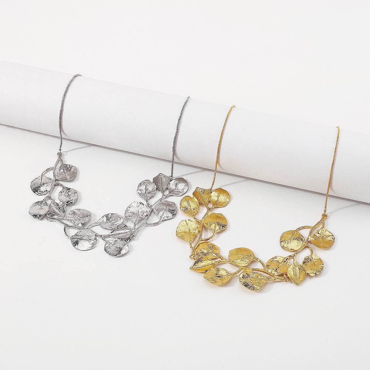 2025 Luxury Metal Leaf Earrings & Choker Set - Elegant Jewelry Gift - Buy Center