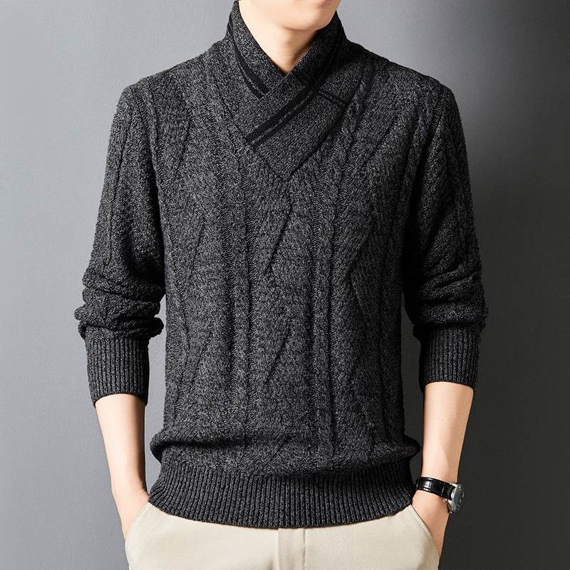 Buycenter Men's Thickened V-Neck Woolen Sweater - Warm Winter Pullover - Buy Center