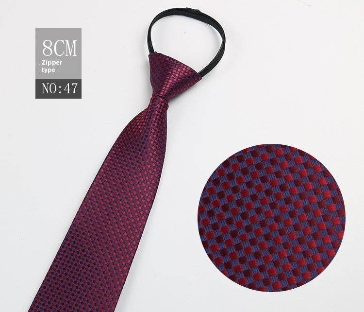 Black Striped Blue Business Tie - Lazy Zip Closure for Easy Wear - Buy Center