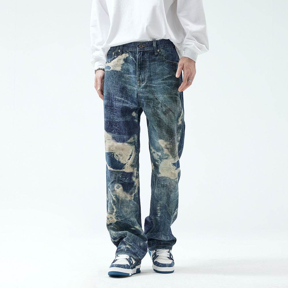 Buycenter Men's Straight Ripped Jeans - Casual Fashion Trousers - Buy Center
