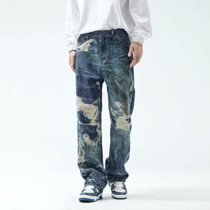Buycenter Men's Straight Ripped Jeans - Casual Fashion Trousers - Buy Center