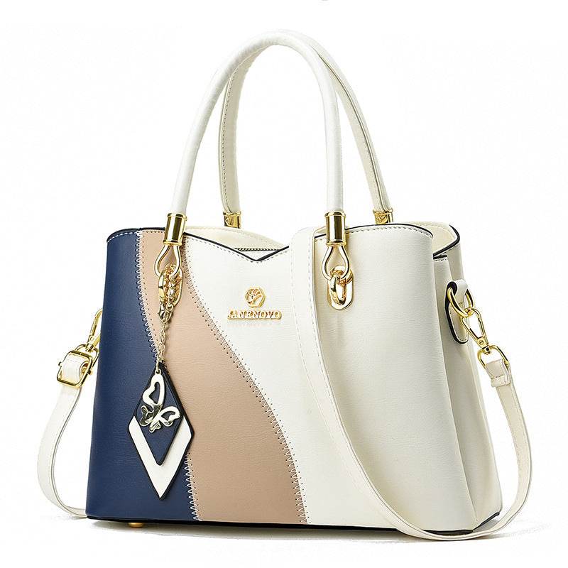 Large Capacity Contrast Color Handbag - Stylish Soft Leather Clutch - Buy Center