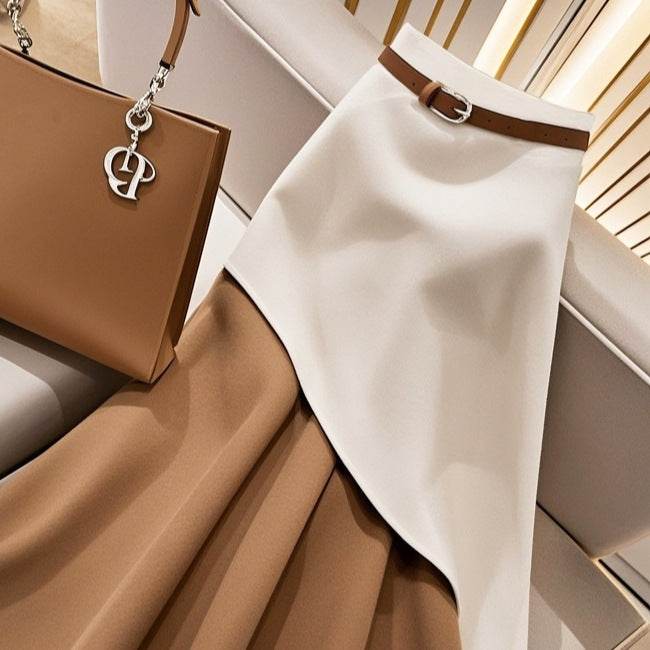 Women's Winter Brown Fishtail Skirt - Trendy Contrast Design for Every Occasion - Buy Center