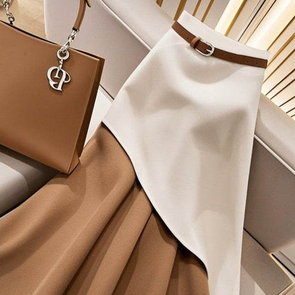 Women's Winter Brown Fishtail Skirt - Trendy Contrast Design for Every Occasion - Buy Center