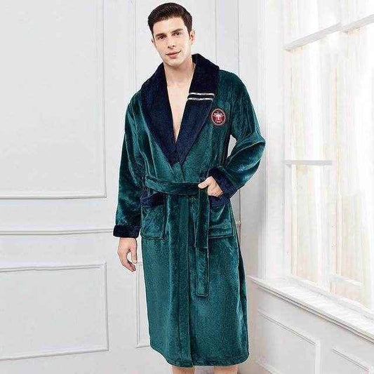 Elegant Winter Flannel Robe Gown - Cozy Men’s Sleepwear for 2025