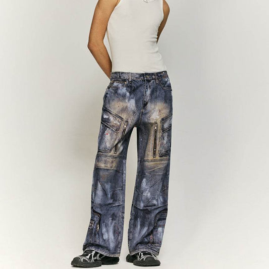 Buycenter Multi-Pocket Jeans for Men & Women - Stylish Straight-Leg Fit - Buy Center
