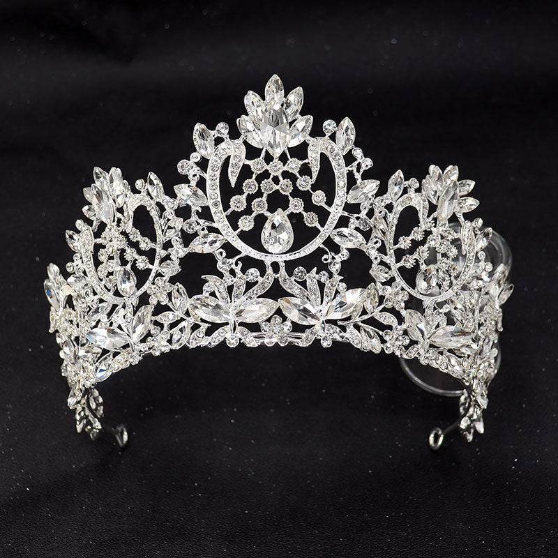 Elegant Flower Horse Eye Tiara - Gold Plated Wedding Crown Jewelry - Buy Center