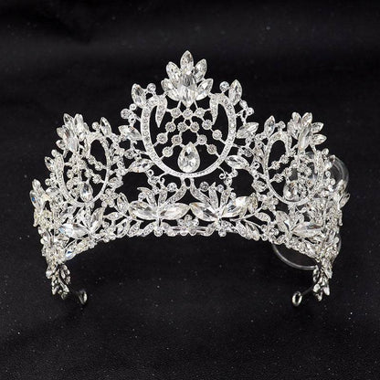 Elegant Flower Horse Eye Tiara - Gold Plated Wedding Crown Jewelry - Buy Center