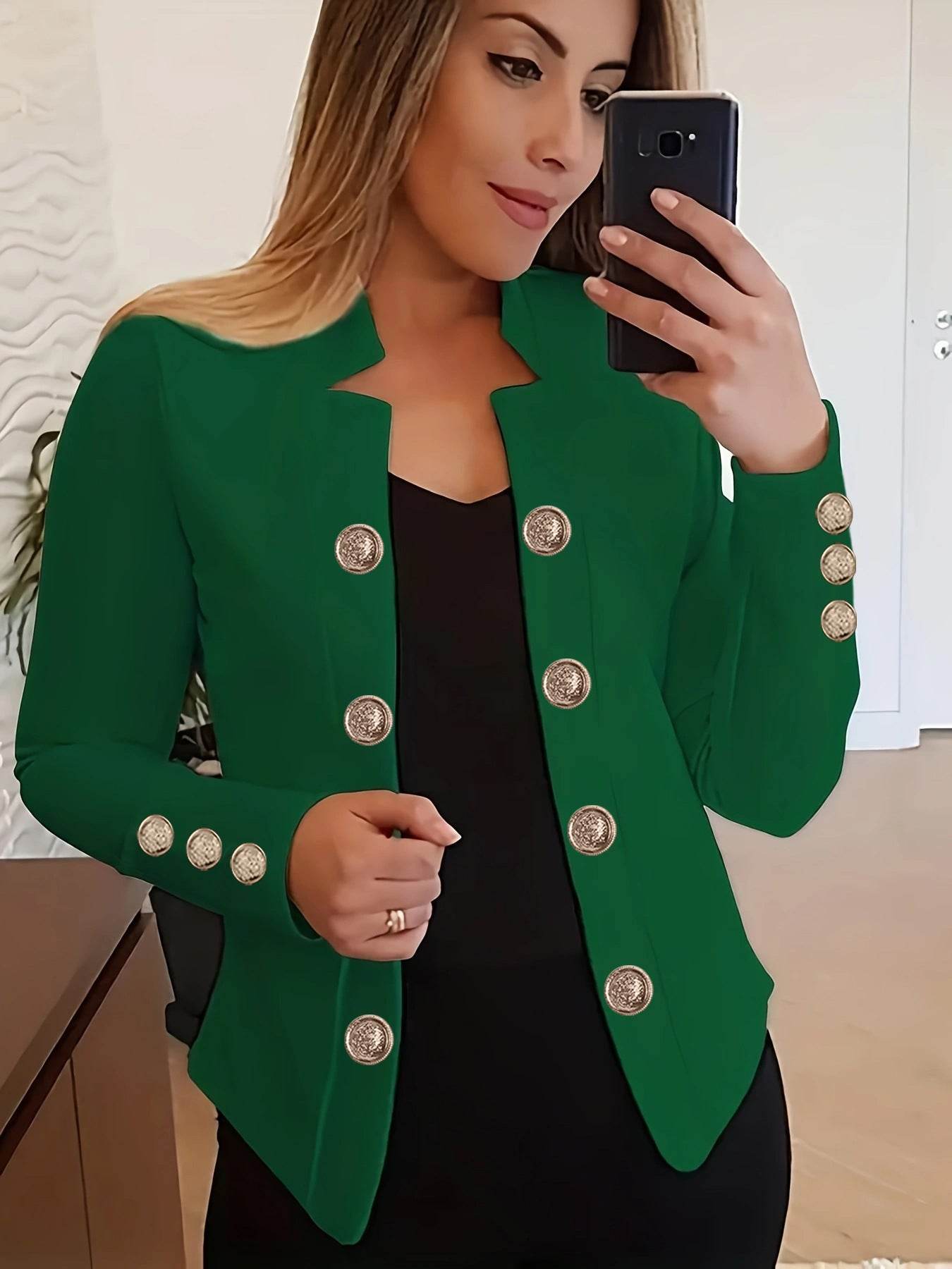 Buycenter Women's Fashion Blazer - Cuff Button Small Suit in Multiple Colors - Buy Center