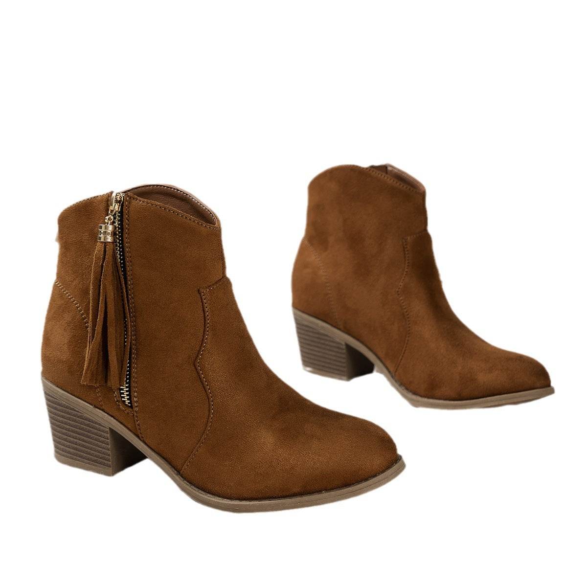 Women's Metal Zip Tassel Low-Top Boots - Stylish & Comfortable Fashion 2025 - Buy Center