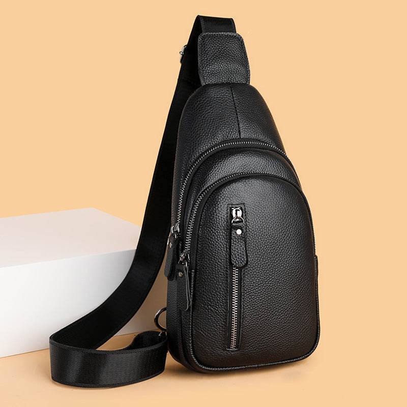 Men's Leather Chest Bag - Casual Crossbody with Large Capacity & Style - Buy Center