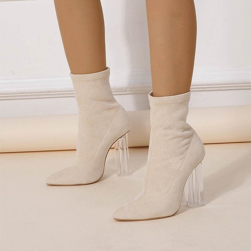 Buycenter High-Heeled Crystal Heel Boots - Women's Autumn Party Shoes - Buy Center