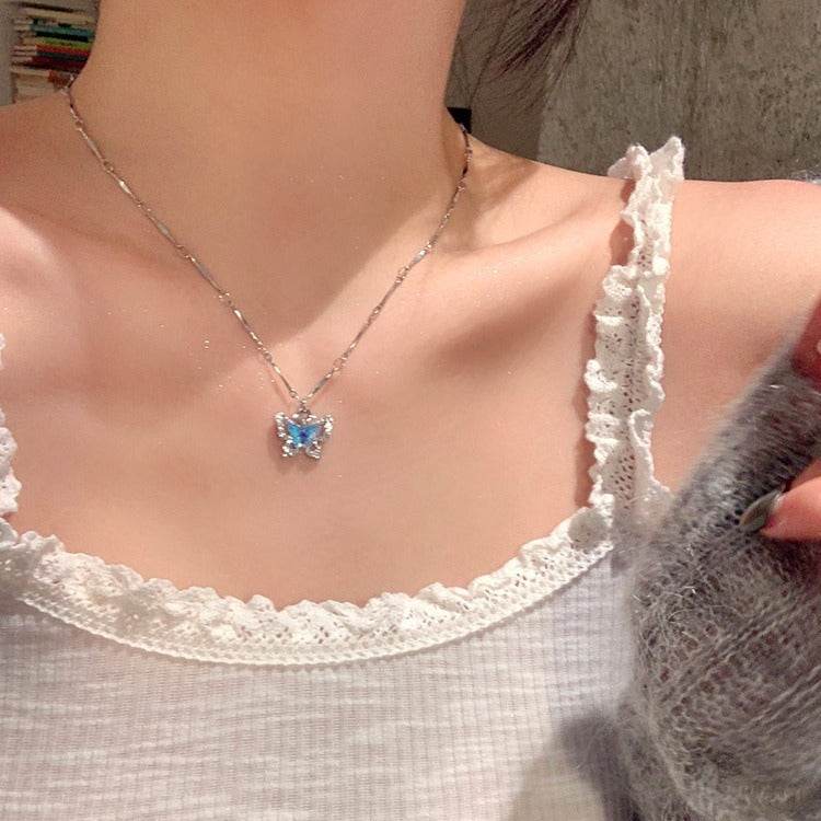 Buy Center Double-Layer Butterfly Necklace - Stylish Clavicle Chain - Buy Center