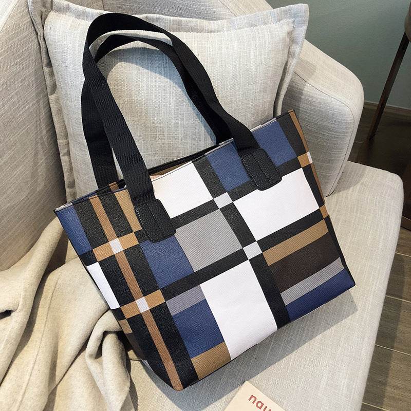 Buycenter Large Capacity Plaid Shopping Bag - Soft PU Evening Bag - Buy Center