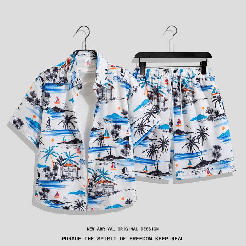 Hong Kong Style Retro Printed Shirt - Men's Short Sleeve Summer Top - Buy Center