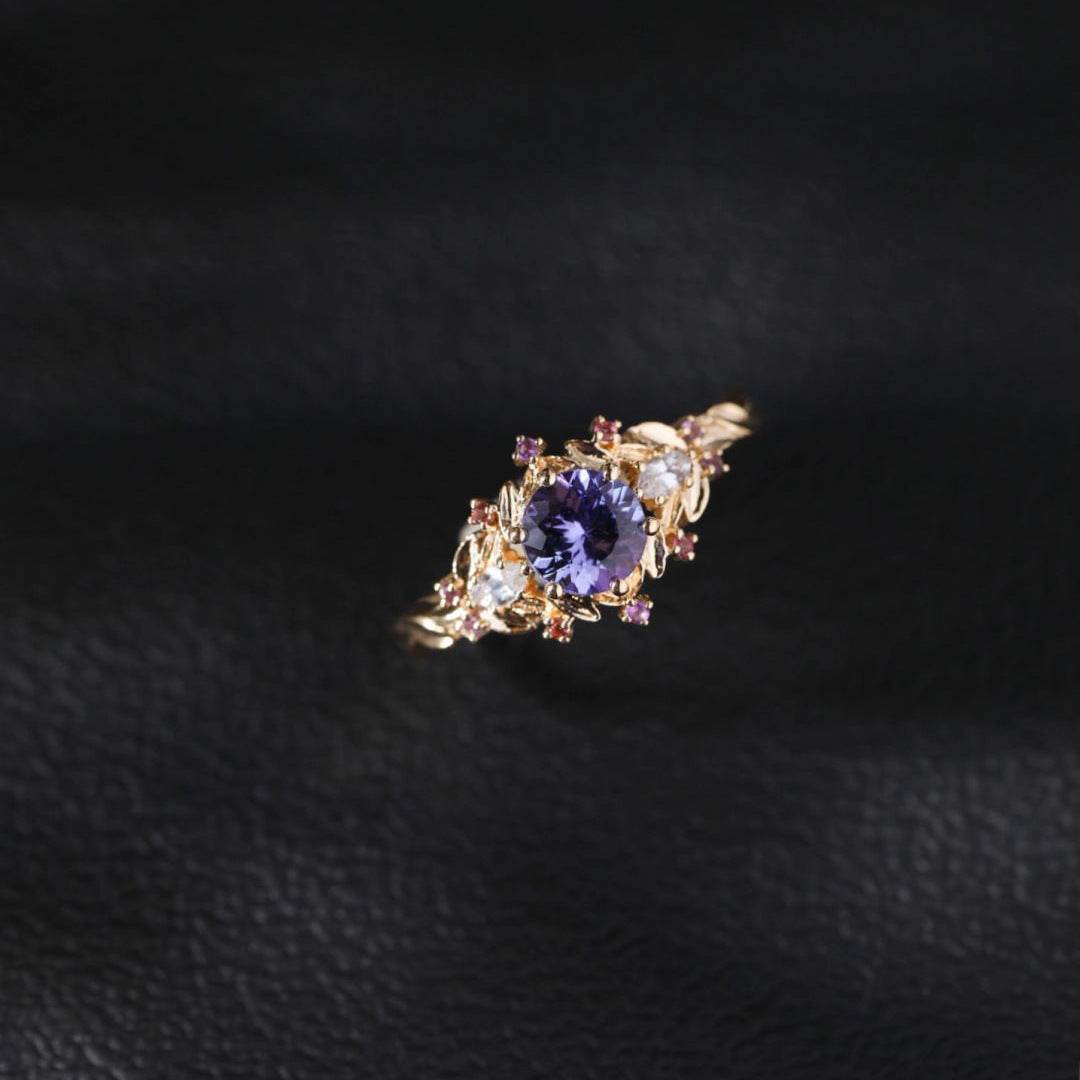 Buy Center Women's Adjustable Gold Blue Spot Diamond Ring - Zircon Design - Buy Center