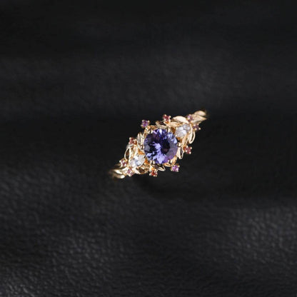 Buy Center Women's Adjustable Gold Blue Spot Diamond Ring - Zircon Design - Buy Center