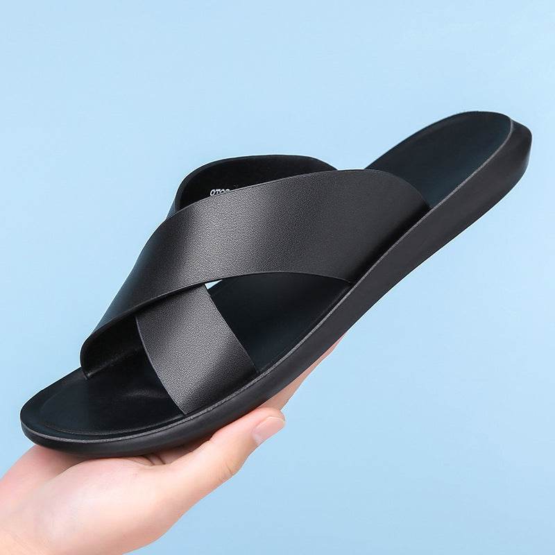 Men's Leather Summer Casual Slippers - Stylish, Durable Comfort Footwear - Buy Center