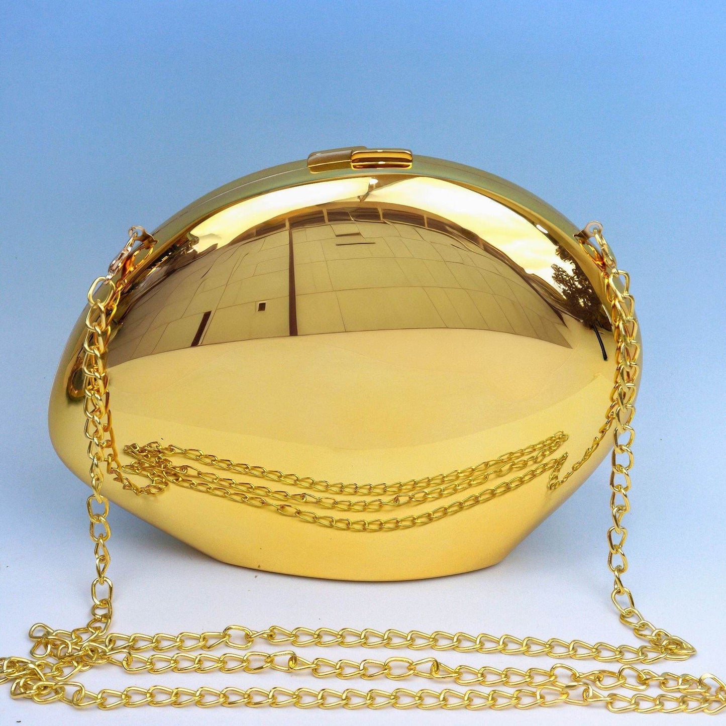 Buycenter Golden Acrylic Goose Egg Clutch - Metallic Shoulder Bag - Buy Center