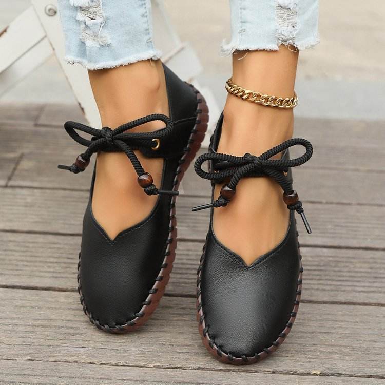 British Retro Round Head Casual Pumps - Lightweight Flats for Stylish Women - Buy Center