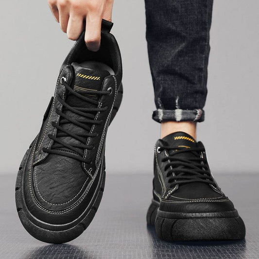 Men's Casual Leather Shoes - Height Increasing Thick Bottom Design - Buy Center