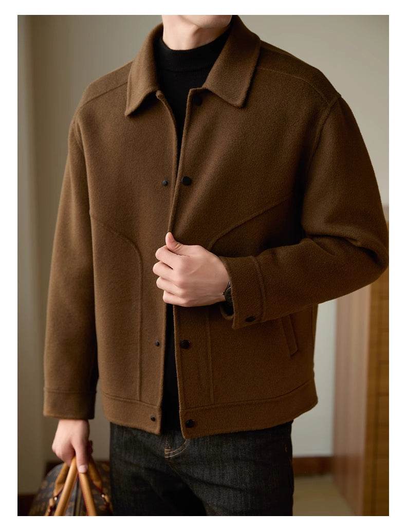 Men's Woolen Coat - Stylish Double-Faced Jacket for Autumn & Winter - Buy Center