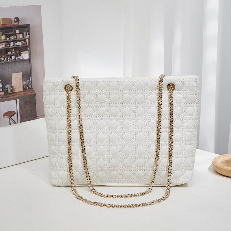 Rhombus Casual Tote Bag - Vintage Chain Shoulder Bag for Daily Style - Buy Center