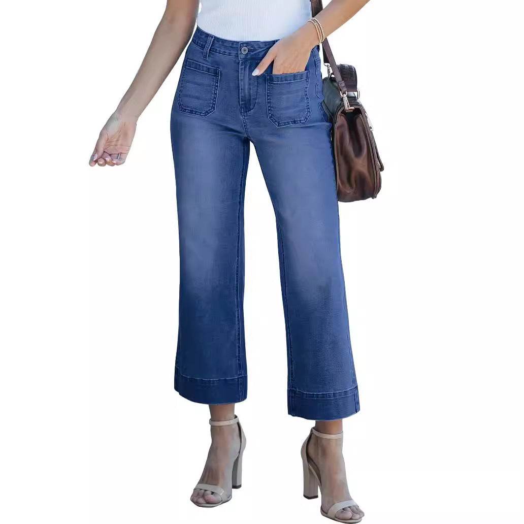 Stylish Cropped Wide Leg Straight-Leg Jeans for Women - 2025 Collection - Buy Center