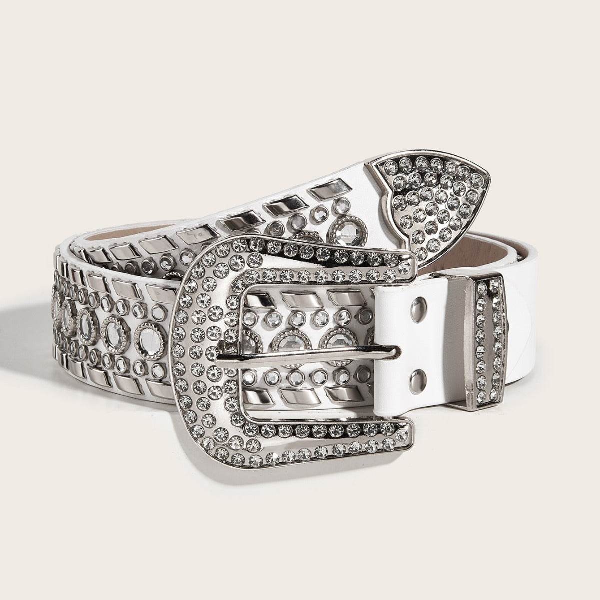 Punk Rhinestone Rivet Y2K Fashion Belt - Stylish PU Leather, Alloy Buckle - Buy Center