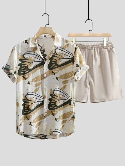 Men's Casual Short Sleeve Shirt Outfit - Trendy Prints & Comfort