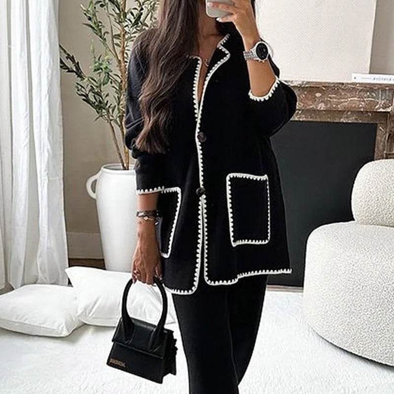Buycenter Women's Casual Two-Piece Suit Set - Loose Fit, Solid Color - Buy Center