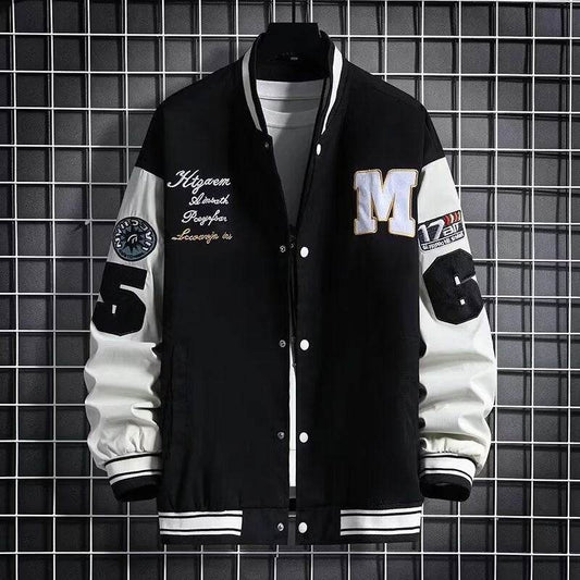 Junior High School Baseball Jacket - Stylish Black & White Hong Kong Design - Buy Center