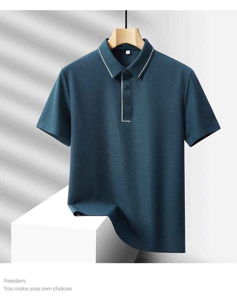 Men's Light Luxury Ice Silk Polo Shirt & Trousers Leisure Suit 2025