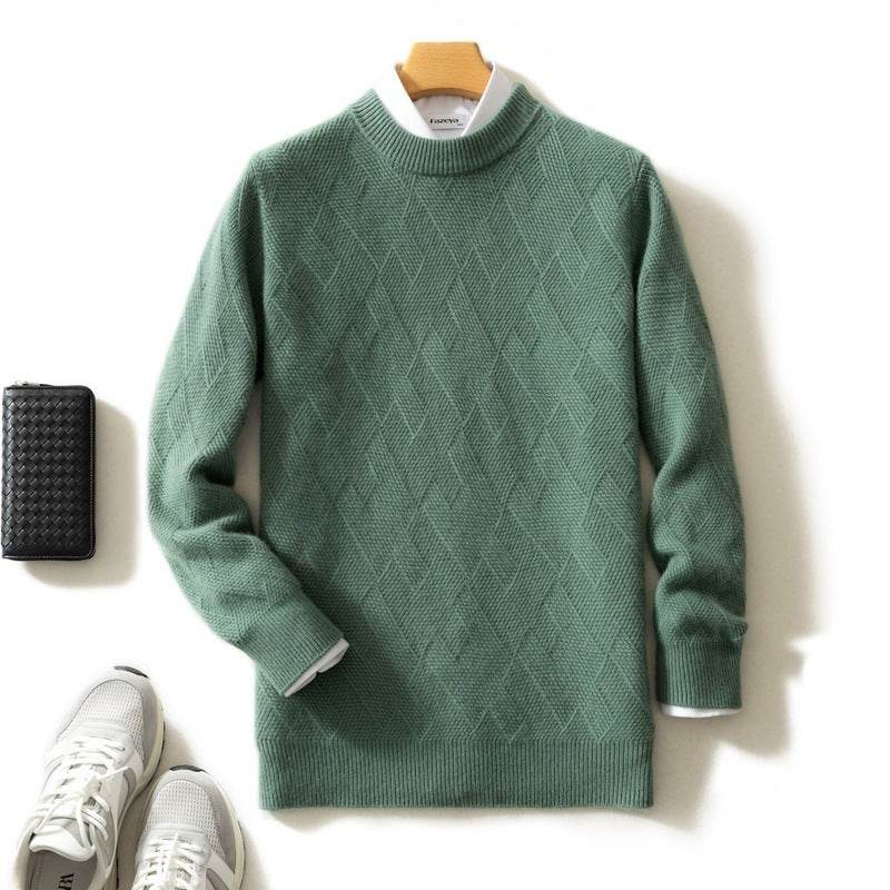 Luxurious Men's Cashmere Sweater - Thick Round Neck, Stylish & Warm - Buy Center