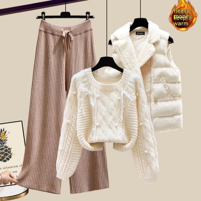 Women's Three-Piece Sweater Vest & Pants Suit - Cozy Urban Style 2025 - Buy Center