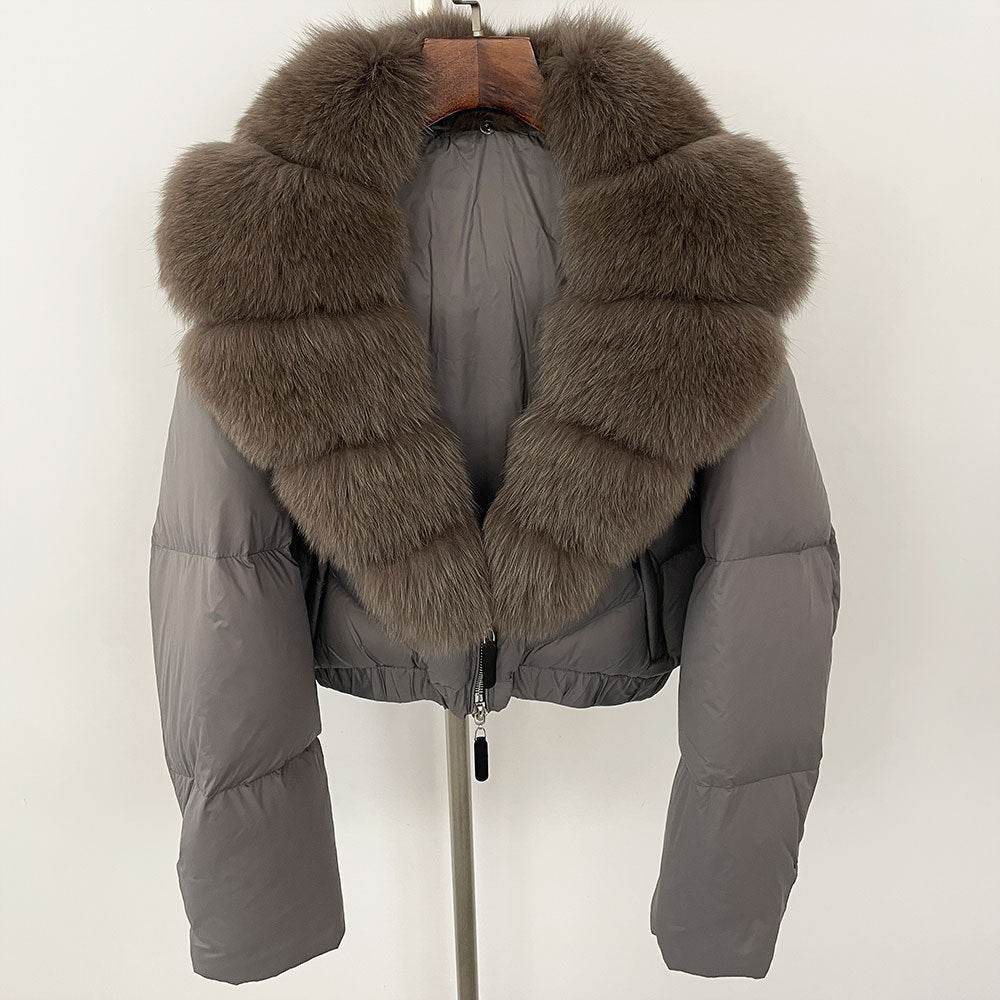 Luxurious Fox Fur Collar Down Jacket - Thick Stylish Coat for Women - Buy Center