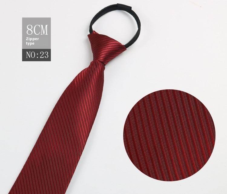 Black Striped Blue Business Tie - Lazy Zip Closure for Easy Wear - Buy Center