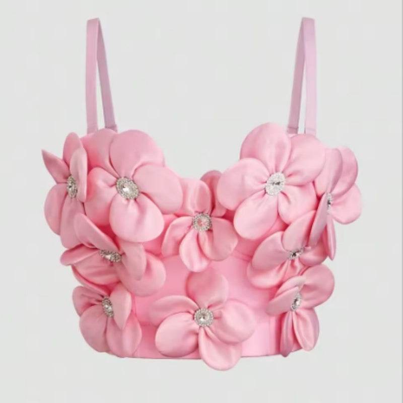 New Dopamine Floral Rhinestone Bandeau Top - Stylish Women's Sling Camis 2025 - Buy Center