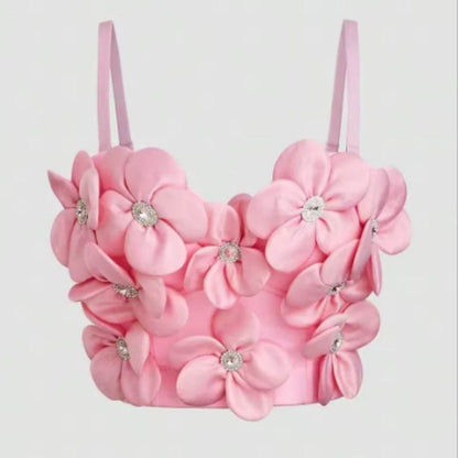 New Dopamine Floral Rhinestone Bandeau Top - Stylish Women's Sling Camis 2025 - Buy Center