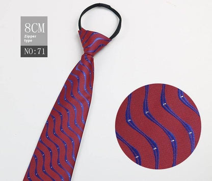 Black Striped Blue Business Tie - Lazy Zip Closure for Easy Wear - Buy Center
