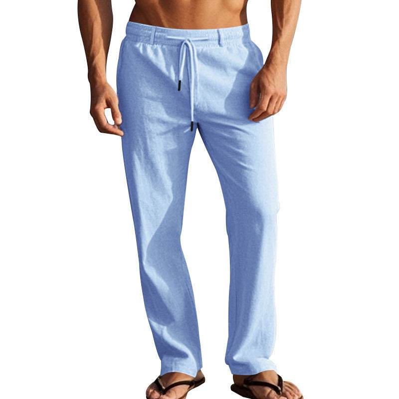 Men's Casual Drawstring Trousers - Premium Cotton Linen Sweatpants - Buy Center