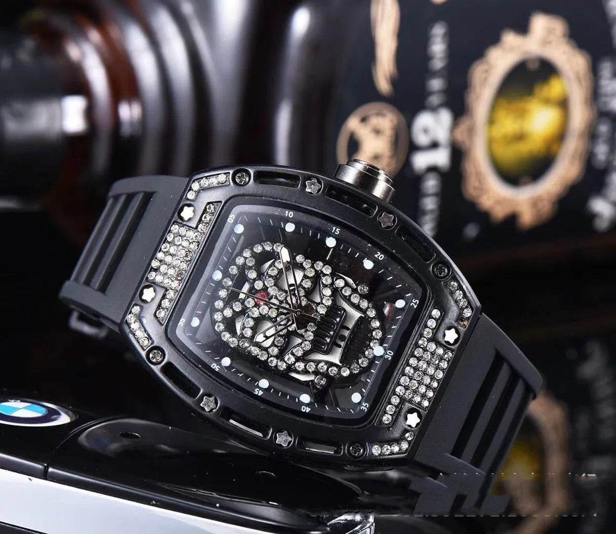 Buycenter Men's Silicone Quartz Watch - Tonneau Shape, Stylish Design - Buy Center