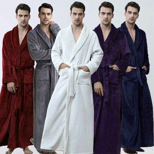 Men's Coral Fleece Nightgown - Warm Winter Pajamas & Lounge Wear