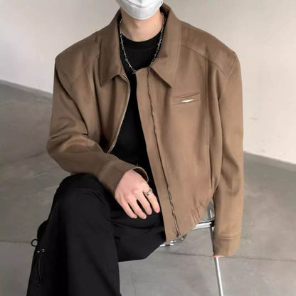 Autumn Winter Padded Shoulder Coat - Stylish Black Turn-Down Jacket - Buy Center