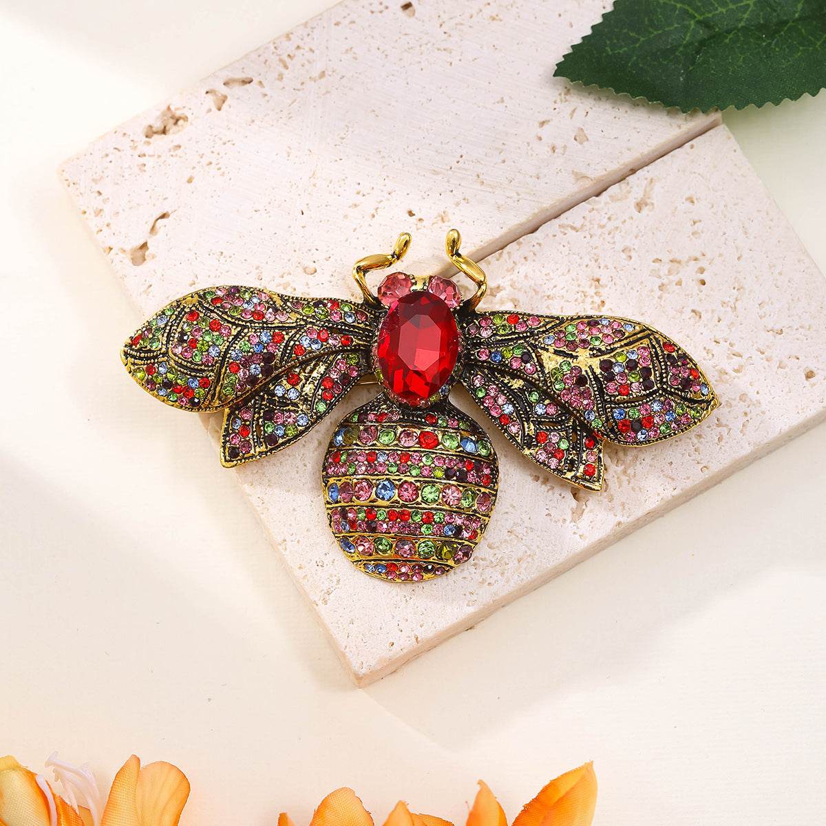 Antique Style Fully Jeweled Bee Brooch - Vintage Elegance & Modern Charm - Buy Center