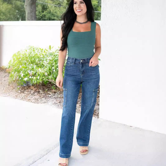 Buycenter High Waist Wide Leg Jeans - Multi-Pocket Denim for Women - Buy Center